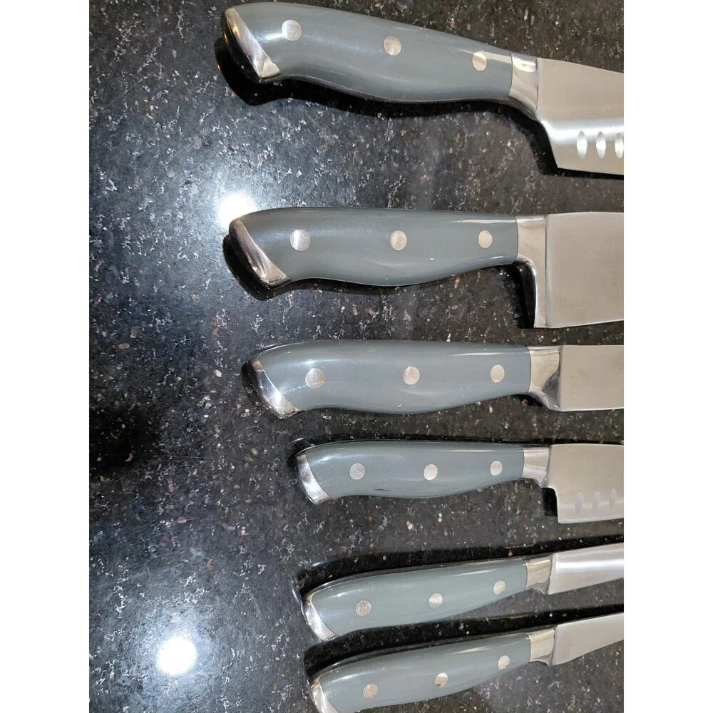 Set Of 6 Sabatier Knives Gray Rivet Handles 21D890